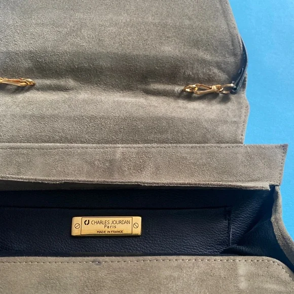 SOLD Charles Jourdan 80s does 20s Deco Vintage Suede Leather Purse Shoulder Bag - Picture 7 of 10